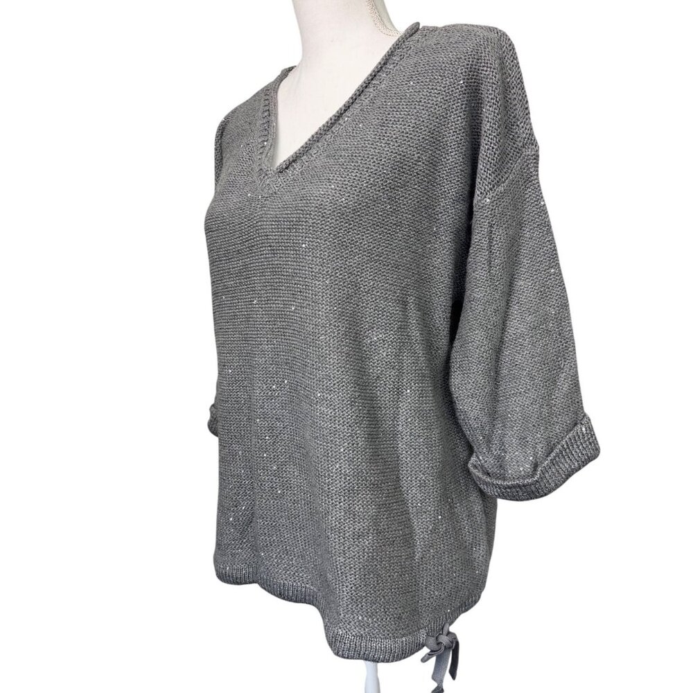 Womens Top NWT DKNY Jeans Sequin V-Neck Sweater 2XL Comfortable Light